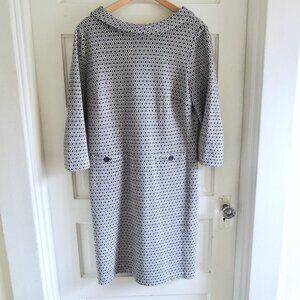 Boden Cozy Navy & White Bessie Jacquard Knit Dress 10